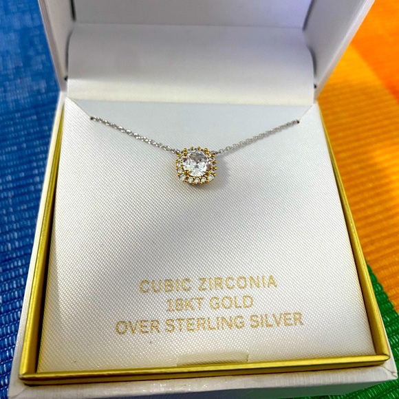 Nib Primrose 18k Gold Over Sterling Silver Cubic Zirconia Pendent Necklace Gift